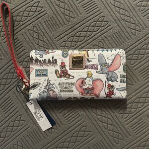 Dooney & Bourke Dumbo Print Wristlet with Red Strap